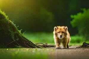 photo fond d'écran le forêt, animal, le soleil, le forêt, le soleil, le forêt,. généré par ai