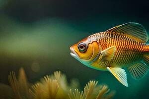 une poisson nager dans un aquarium. généré par ai photo