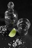 gros plan de la vodka russe avec du sel et du citron photo