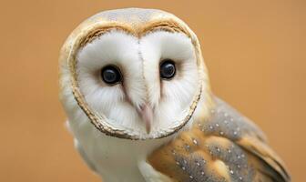 tyto Alba diriger, une commun Grange hibou. proche en haut. génératif ai photo