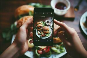 patient la personne prise photo savoureux aliments. produire ai