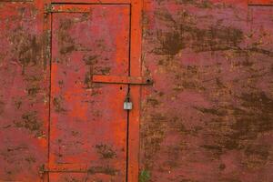 le porte à le maison est décoré avec une modèle de métal. vieux abandonné maison dans le village vieux le fer porte dans le Cour de une pays maison. vert métal portail. photo