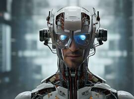 homme de le futur robot cerveau photo