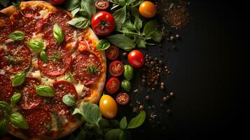 généré par ai délicieux italien Pizza avec pepperoni et tomates photo