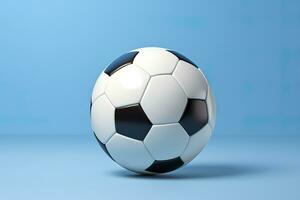 football Balle sur lumière bleu Contexte. génératif ai photo