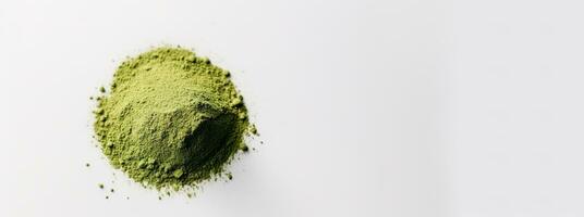 génératif ai, tas de vert matcha thé poudre avec copie espace photo