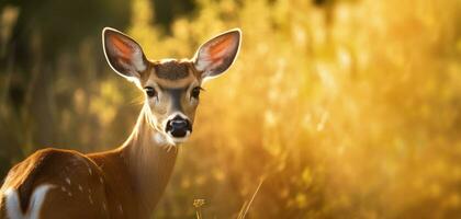 captivant portrait de une Jeune cerf, génératif ai photo