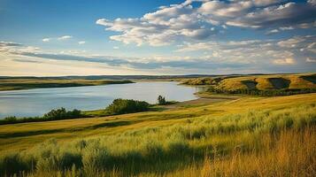 des arbres saskatchewan prairie des lacs ai généré photo