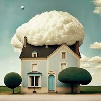 énigmatique nuage maison surréaliste ai généré architecture photo