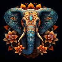 enchanteur ai généré l'éléphant mandala photo