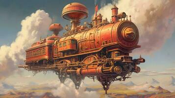 capricieux en volant train ai fantaisie art photo