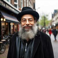 une haridi Juif dans Amsterdam génératif ai photo