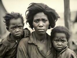 résistance au milieu de épreuves une pauvres noir famille pendant le Années 30 génial la dépression génératif ai photo