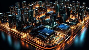 ville de circuits une ordinateur carte mère ressembler une ville, image généré par ai photo