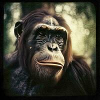 émouvant chimpanzé portrait génératif ai photo