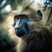 babouin portrait génératif ai photo
