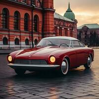 nostalgique balade ancien Années 60 voiture généré par ai photo