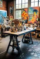 de peintre studio intérieur, généré par ai photo