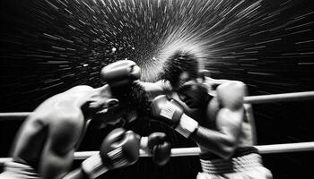 noir et blanc généré par ai boxe Assommer photo