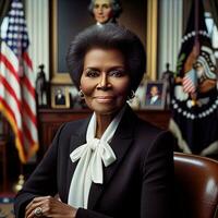 historique portrait de premier noir femelle Président de le uni États. génératif ai. photo