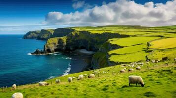 littoral irlandais côtier campagne ai généré photo