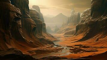 paysage Mars vallées marinis ai généré photo