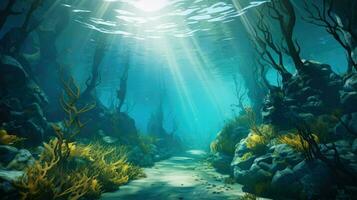 la nature sous-marin varech les forêts ai généré photo