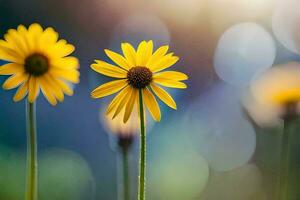 Jaune fleurs dans le Soleil. généré par ai photo