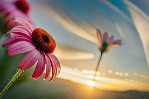 rose fleurs dans le le coucher du soleil avec une floue Contexte. généré par ai photo