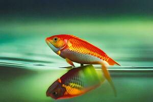 une poisson est réfléchi dans le l'eau. généré par ai photo