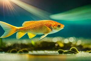 poisson rouge dans le aquarium. généré par ai photo