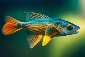 une poisson avec bleu et Jaune nageoires. généré par ai photo