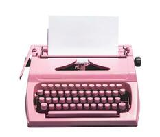 rétro rose machine à écrire avec vide page. isolé sur blanc photo
