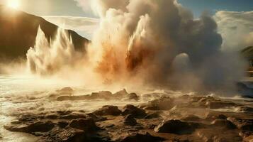 éruption volcanique geysers éclater ai généré photo