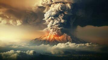 plume volcanique cendre nuage ai généré photo