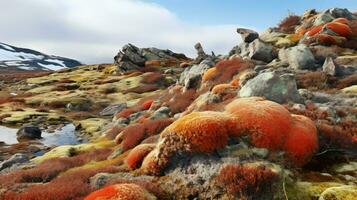 ciel Arctique lichen des champs ai généré photo