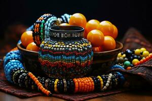 africain zoulou traditionnel accessoires fabriqué de perles simplifié et concis photo