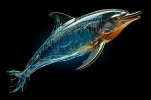 dauphins ailette et squelettique structure X rayon image isolé sur une pente Contexte photo