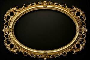 élégant or miroir Cadre isolé sur blanc Contexte antique ovale forme photo