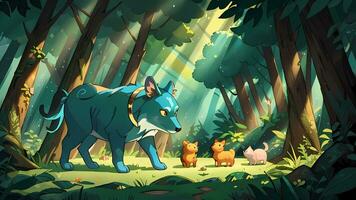 mystique créatures dans forêt les enfants livre illustration bande dessinée visuel photo