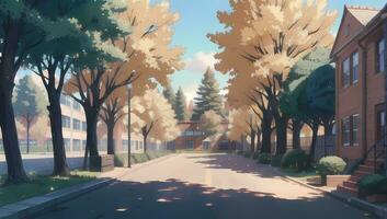 Université école complexe visuel roman anime manga Contexte fond d'écran sur une ensoleillé journée photo