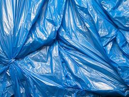 bleu Plastique sac pour ordures, proche en haut photo