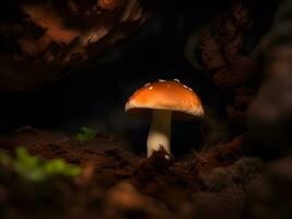 proche en haut champignon dans le forêt photo