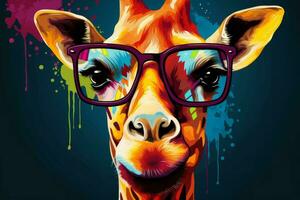 excentrique girafe lunettes. produire ai photo