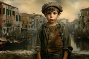 enchanteur enfant vieux venise. produire ai photo