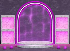 3d réaliste violet podium piédestal photo