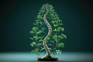 biotechnologie concept. vert plante moléculaire structure. génératif ai photo