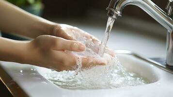 laver mains. nettoyage mains. le importance de ordinaire main la lessive. génératif ai photo