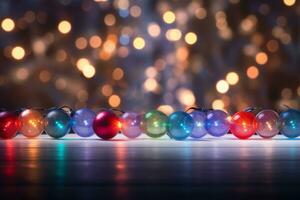 embrasé coloré Noël lumières frontière. génératif ai photo