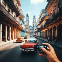 la Havane enchanteur Urbain odyssée, une visuel exploration de de Cuba iconique des rues. ai généré photo